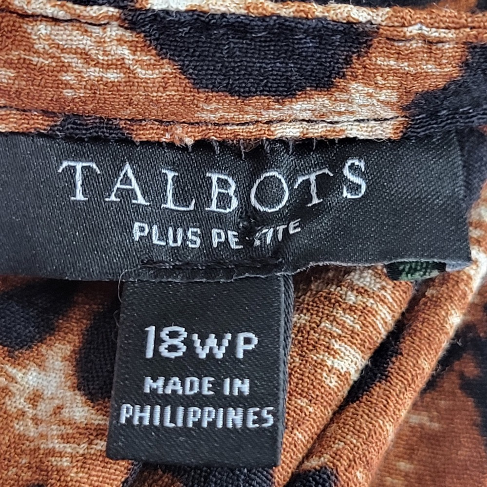Talbots Midi Dress Leopard Print V-Neck Popover Belted 18WP Casual Formal Luxury - Picture 5 of 12